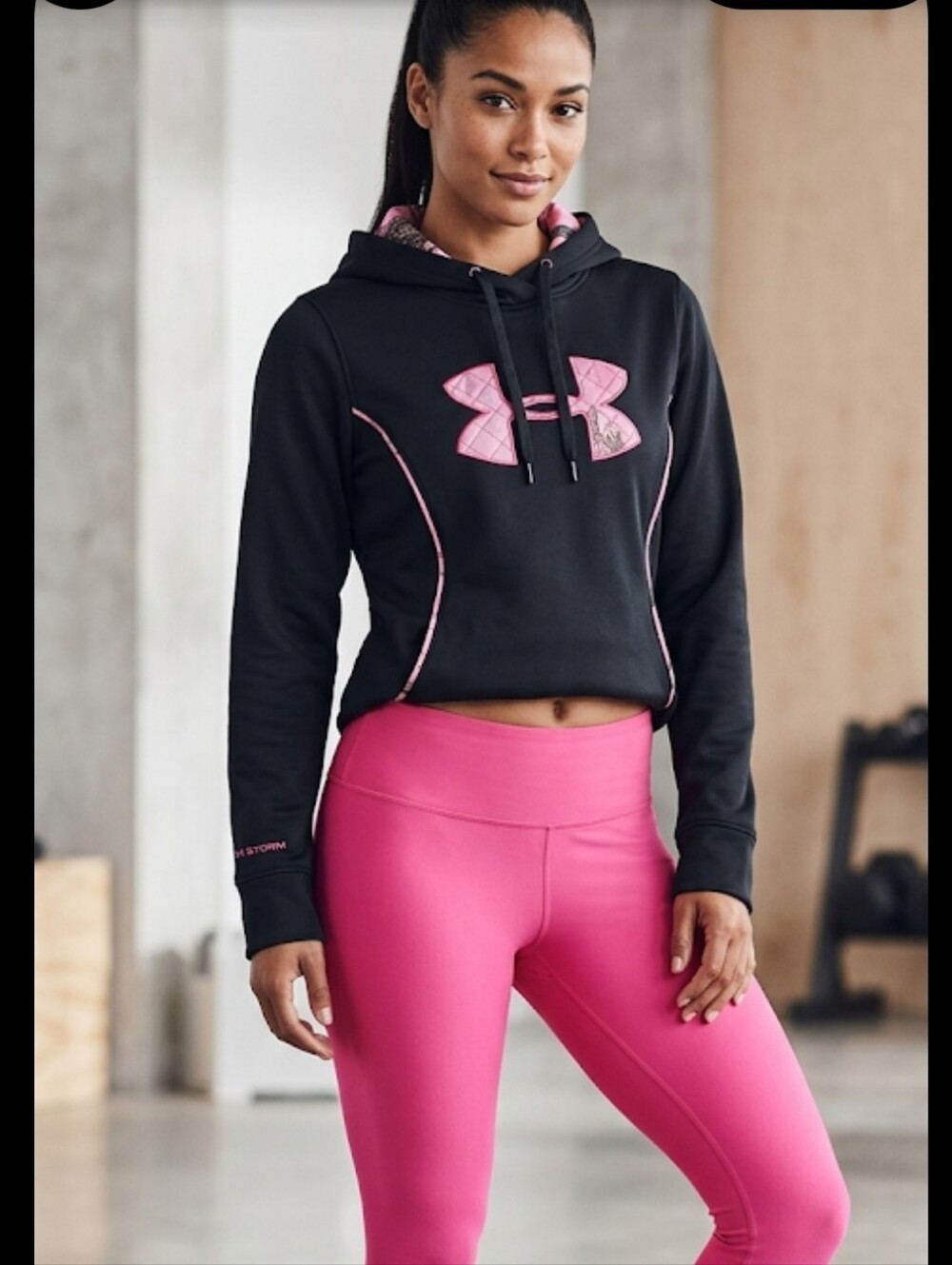 Pink camo & black Hoodie S Under Armour Cold Gear